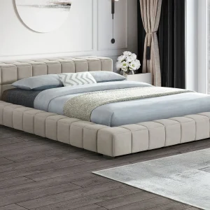 Trinity Upholstered Full Platform Bed Light Taupe