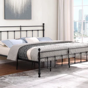 Novak 48-inch Metal Eastern King Open Frame Bed Matte Black