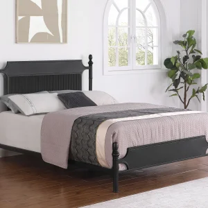 Cameron 51-inch Metal Queen Panel Bed Black
