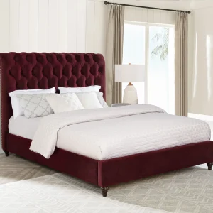 Devon 57-inch Upholstered Queen Panel Bed Wine Red