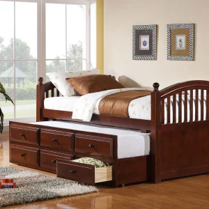 Norwood 3-drawer Twin Bed with Captains Trundle Chestnut