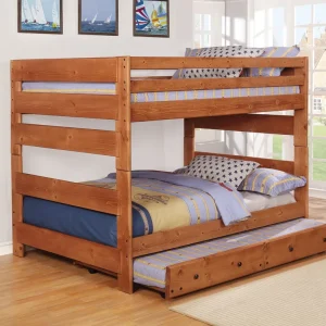 Wrangle Hill Wood Trundle with Bunkie Mattress Amber Wash