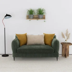 Jade Chenille Upholstered Modern Track Arm Loveseat Green