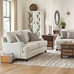 Glenn Upholstered English Arm Loveseat Light Grey and Grey