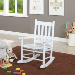 Annie Slat Back Solid Wood Kids Rocking Chair White