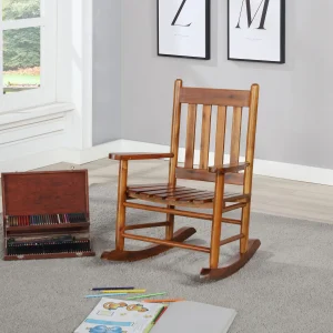Annie Slat Back Solid Wood Kids Rocking Chair Golden Brown