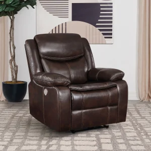 Sycamore Upholstered Power Recliner Chair Dark Brown