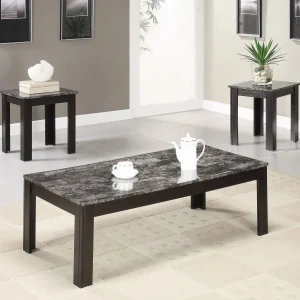 Rhodes 3-piece Faux Marble Top Coffee Table Set Grey