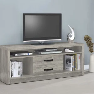 Burke 2-drawer Engineered Wood 59" TV Stand Grey Driftwood
