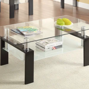 Dyer 1-shelf Rectangular Glass Top Coffee Table Black