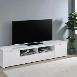 Jude 2-door Engineered Wood 79" TV Stand High Gloss White