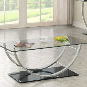 Danville Rectangular U-Shaped Glass Top Coffee Table Chrome