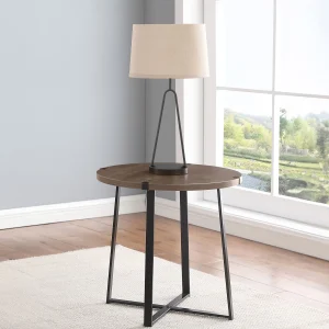 Marcus Round Engineered Wood Side End Table Grey
