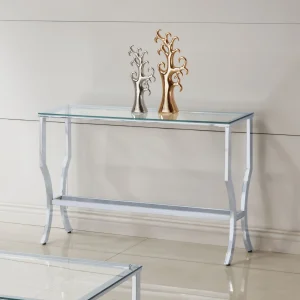 Saide Rectangular Glass Top Entryway Console Table Chrome