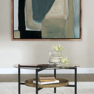 Delfin Round Glass Top Coffee Table Black and Brown