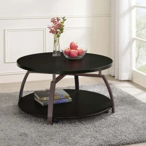 Dacre Round Engineered Wood Top Coffee Table Dark Grey