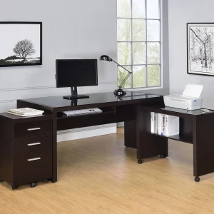 Skeena 3-piece Home Office Computer Desk Set Cappuccino