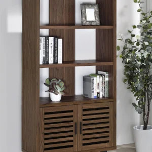 Maddox 71-inch 3-shelf Cabinet Bookcase Walnut