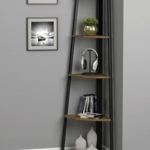 Jacksonville 63-inch 5-shelf Bookshelf Black and Aged Walnut