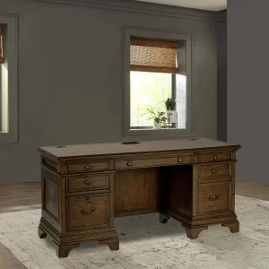 Hartshill 66-inch 5-drawer Credenza Office Desk Burnish Oak