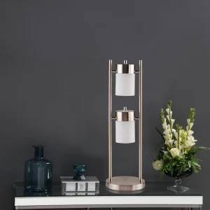 Munson 25-inch 2 Swivel Lights Bedside Table Lamp Silver