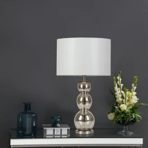 Mineta 27-inch Drum Shade Stacked Table Lamp Antique Silver