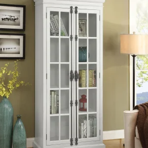 Toni 2-door Wood Tall Storage Cabinet Distressed White