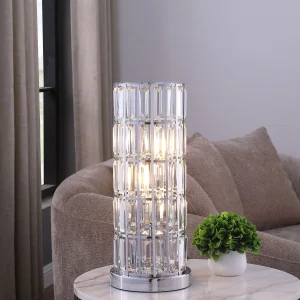 Wanda 20-inch Crystal Shade Bedside Table Lamp Silver