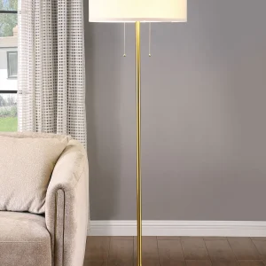 Elmira 65-inch Drum Shade Metal Floor Lamp Gold