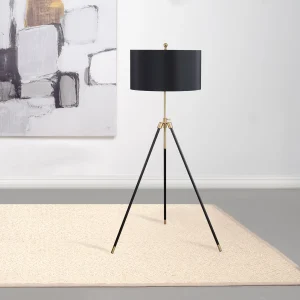 Zabka 63-inch Drum Shade Metal Tripod Floor Lamp Black
