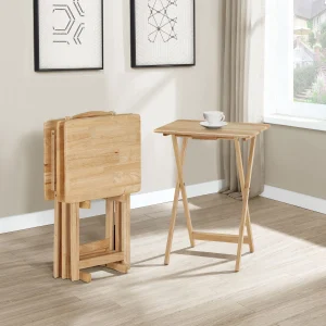 Donna 4-piece TV Tray Table Set with Stand Natural