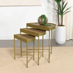 Tristen 3-Piece Demilune Nesting Table Brown and Gold
