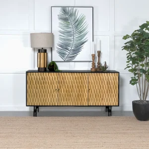 Aminah 3-door Wood Accent Cabinet Natural and Black