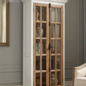 Tammi 2-door Wood Tall Cabinet Distressed White and Brown