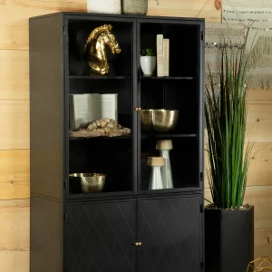 Santiago 4-door Metal Tall Storage Cabinet Matte Black
