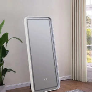 Glendora 32 x 71 Inch LED Standing Mirror BT Speakers Black