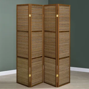 Browning 4-panel Bamboo Room Divider Folding Screen Walnut