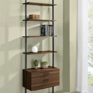 Owens 96-inch 4-shelf Storage Wall Bookshelf Walnut