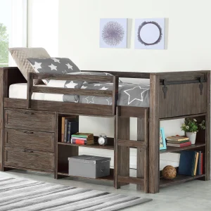 Barn Door Twin Brushed Shadow Modular Low Loft - Group B