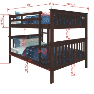 Erath Mission Full over Full Cappuccino Bunkbed with Twin Trundle