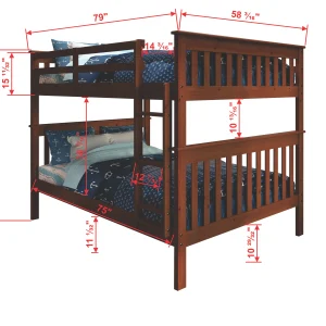 Erath Mission Full over Full Espresso Bunkbed with Dual Underbed Drawers