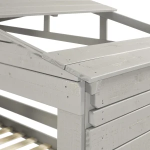 Beach House Twin Rustic Grey Low Loft Bed with House Toy Boxes