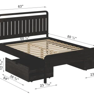 Queen Urban Walnut Platform Bed with Dual Underbed Drawers