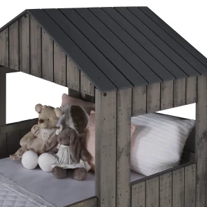 Campsite Twin over Full Rustic Grey Loft Bunkbed