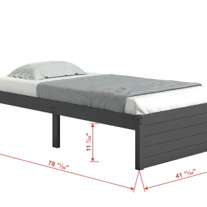 Super Flat Modern Twin Dark Grey Platform Bed
