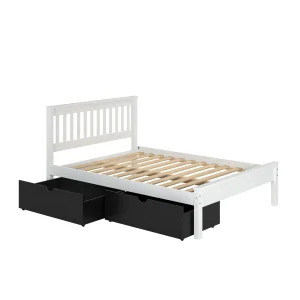 Contempo Mission Full White Bed with Dual Black Underbed Drawers