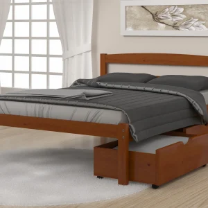 Econo Scandinavian Full Espresso Bed with Dual Underbed Drawers