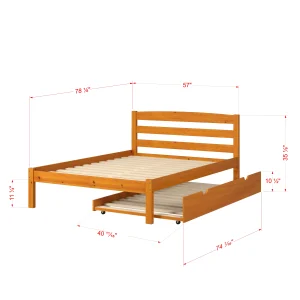 Econo Scandinavian Full Honey Bed with Twin Trundle