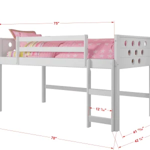 Circles Twin White Low Loft Bed